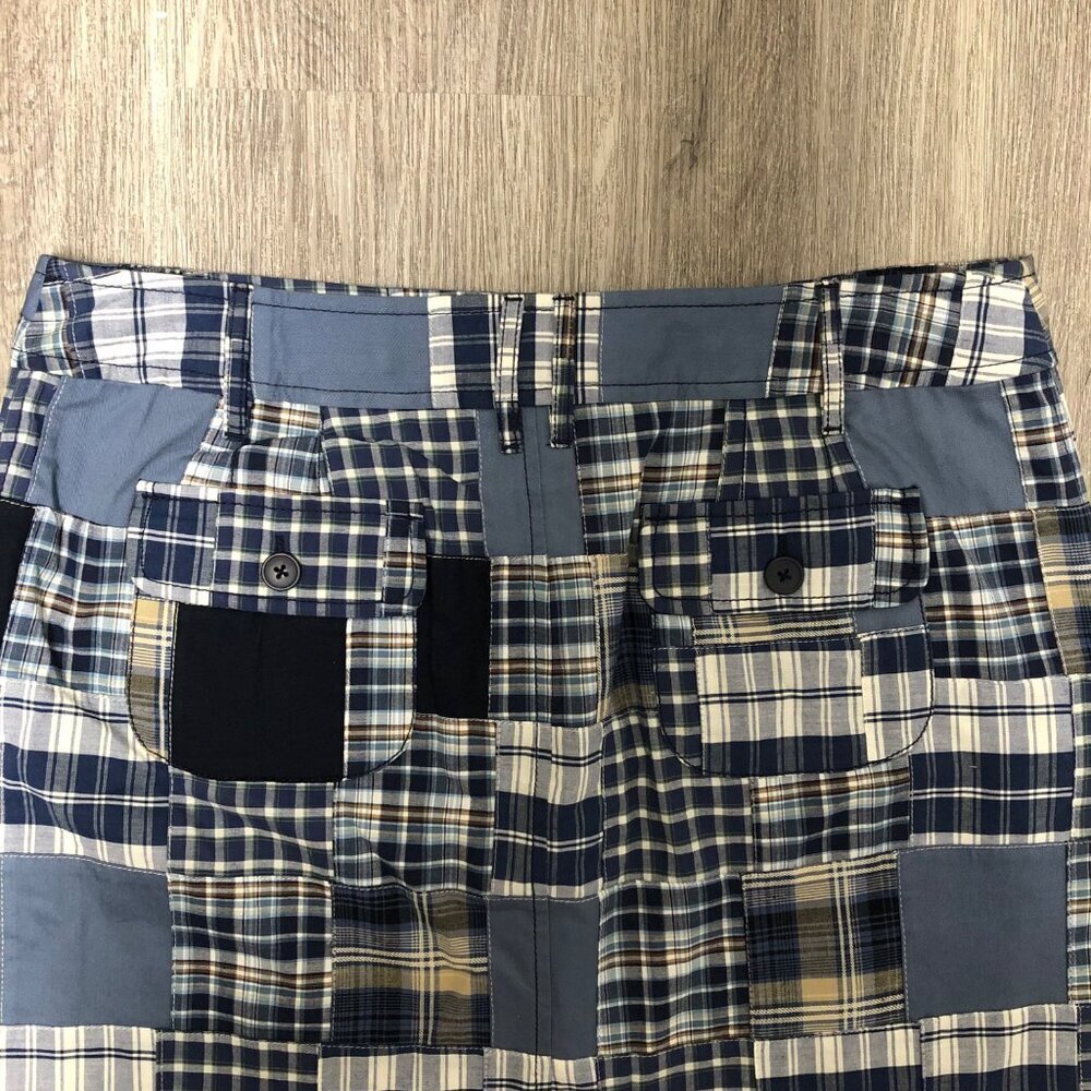 Loft Madras Plaid Skirt Women’s Size 12 Blue White Preppy Patchwork 100% Cotton - Picture 8 of 10